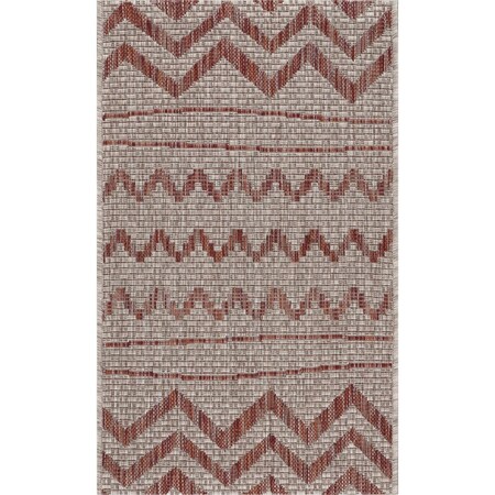 Palacedesigns 2 x 3 ft. Beige & Red Zigzag Indoor & Outdoor Scatter Area Rug PA3102532